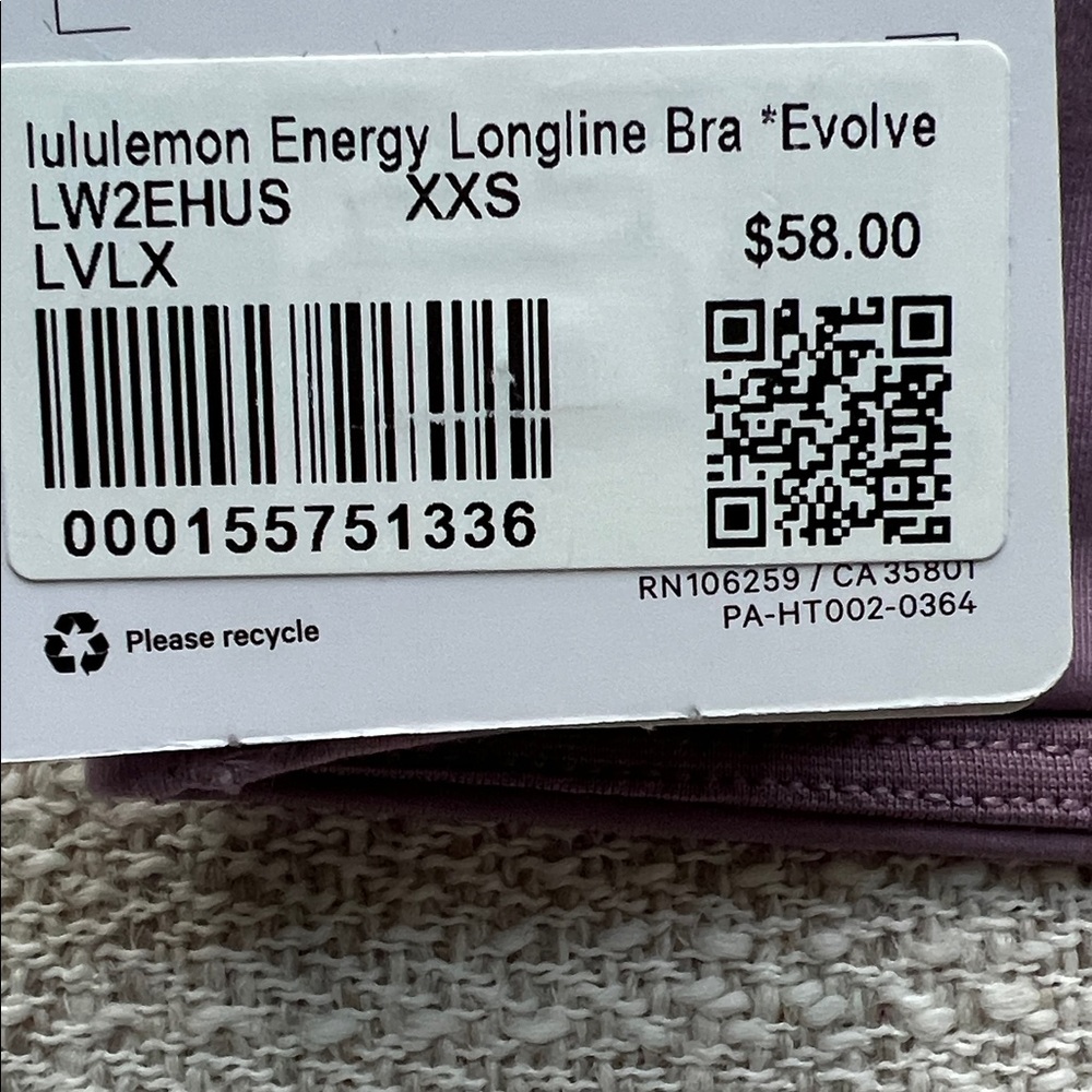 Lululemon Energy Longline Bra Evolve Size XXS Color LVLX - Picture 3 of 3